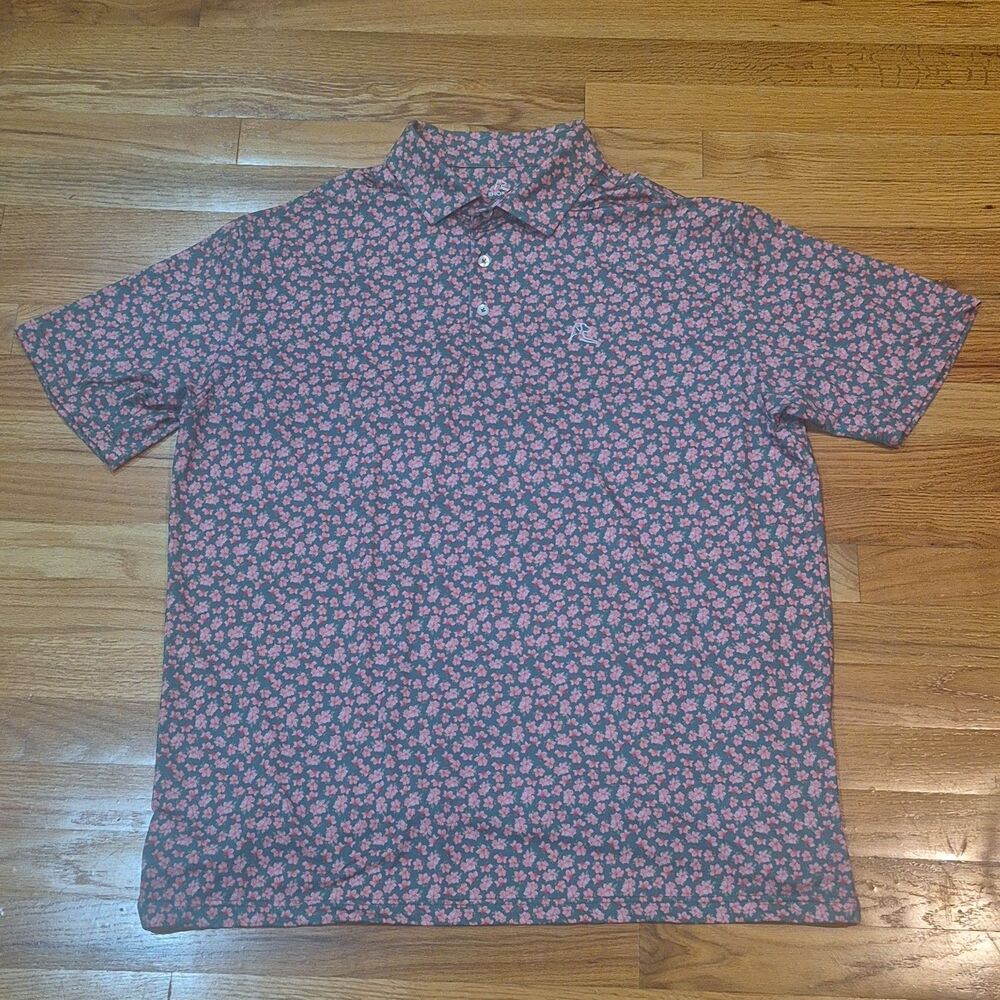 Rhoback Azalea Floral Performance Golf Polo Men’s XL Pink Green Masters Print